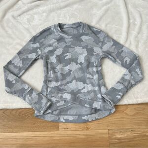 Lululemon Close to Crossing Long Sleeve Run Top Rulu Space Dye White Gray 6
